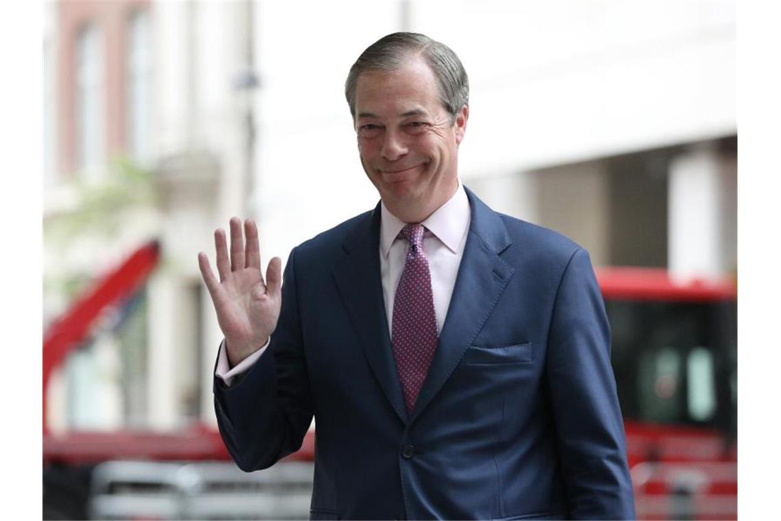 Die Brexit-Partei um Nigel Farage wurde laut Teilergebnissen mit 31 Prozent stärkste Kraft in Großbritannien. Foto: Jonathan Brady/PA Wire