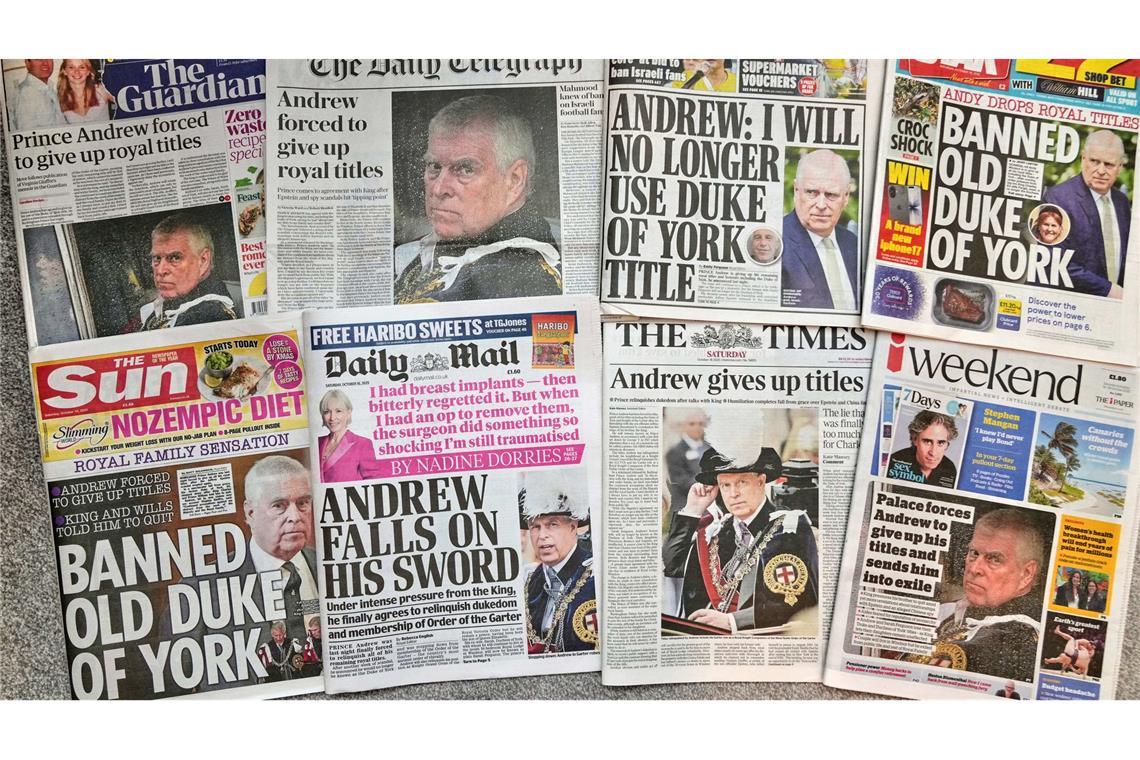 Die britischen Medien titeln allesamt mit der Bekanntgabe von Prinz Andrew.