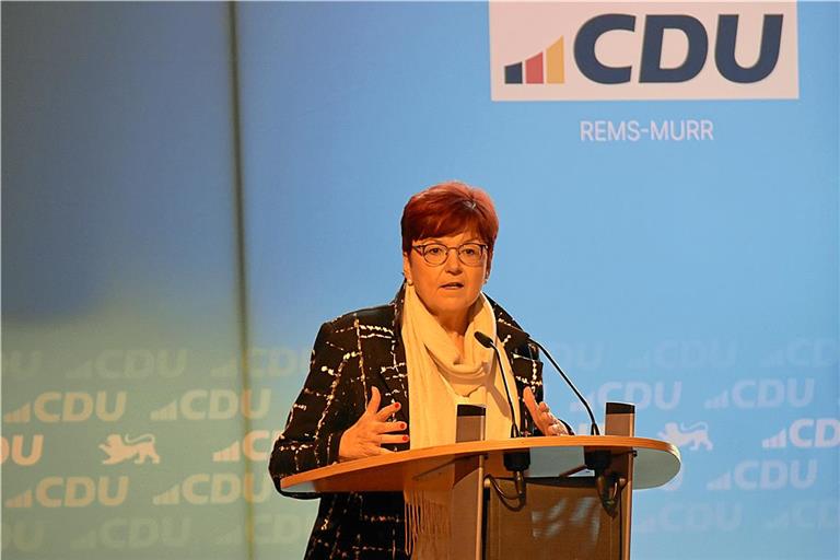 Die CDU-Bundestagsabgeordnete für den Wahlkreis Backnang/Schwäbisch Gmünd, Inge Gräßle, bei einer Rede in Backnang. Archivfoto: T. Sellmaier