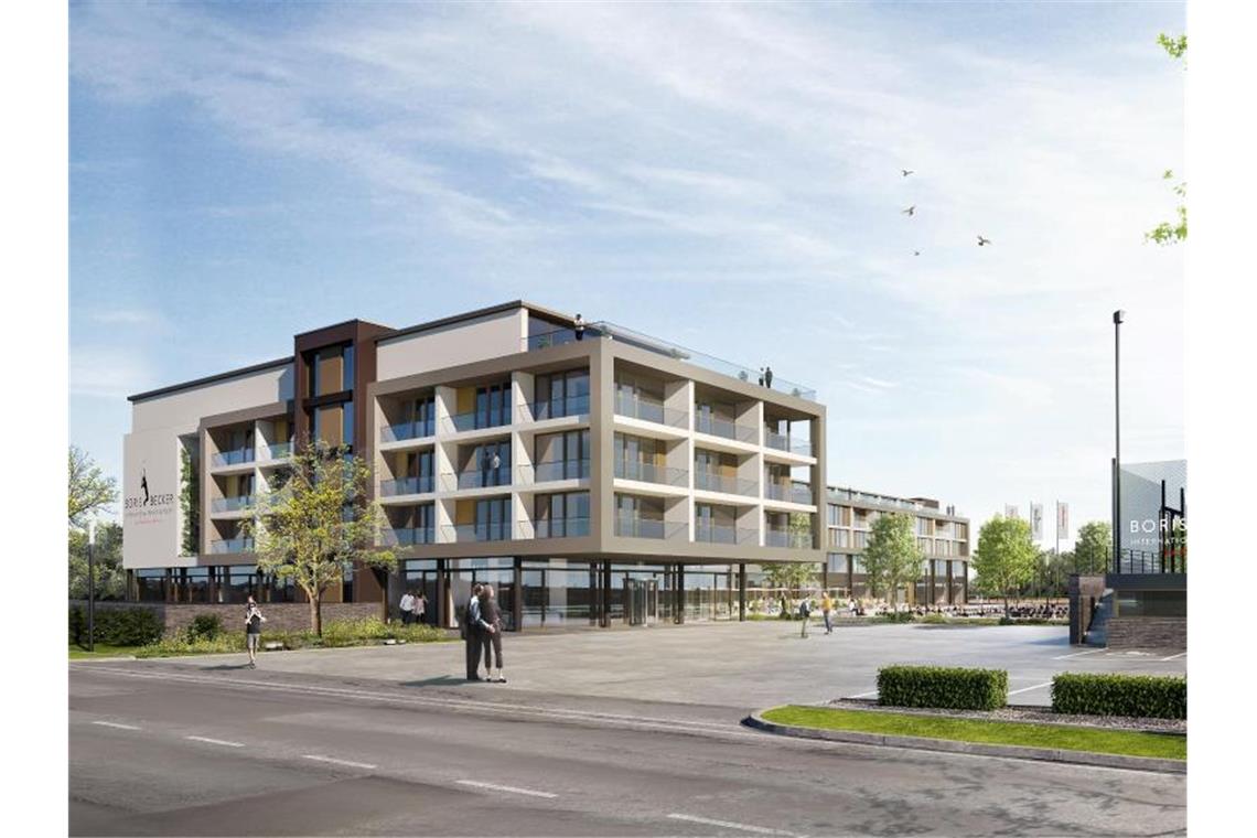 Becker glaubt an Erfolg von Tennis-Akademie in Hessen Die Computer-Darstellung zeigt das geplante 20-Millionen-Euro-Projekt. Foto: Crecelius Architekten/dpa
