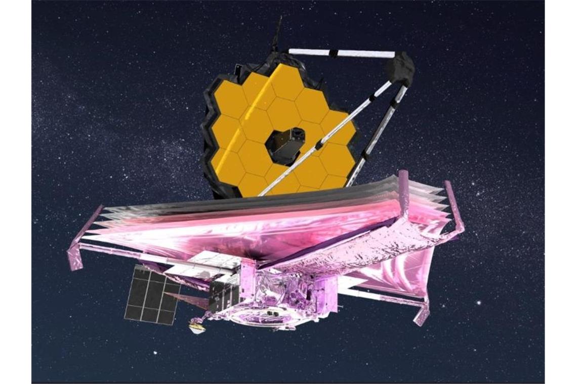 Riesiger Spiegel von Weltraumteleskop ausgefahren Die Computerzeichnung zeigt den Spiegel des neuen Weltraumteleskops. Foto: Adriana Manrique Gutierrez/NASA GSFC/CIL//dpa
