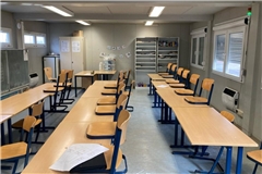 Die Container wurden in Bönnigheim als Klassenzimmer genutzt. Fotos: Gemeinde Aspach