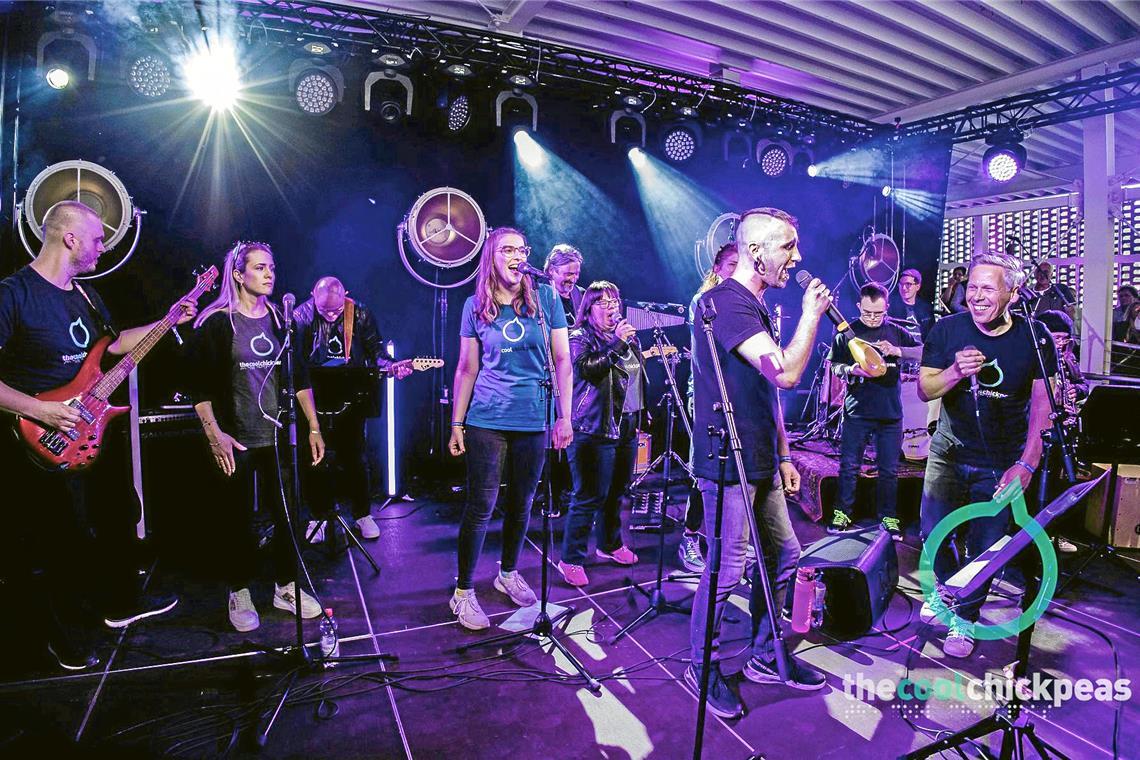 Wochenmarkt mit Schlagern und Hip-Hop in Backnang Die Cool Chickpeas sind seit neun Jahren bei verschiedensten Anlässen zu hören und sorgen gewaltig für Stimmung. Foto: Jürgen Weber