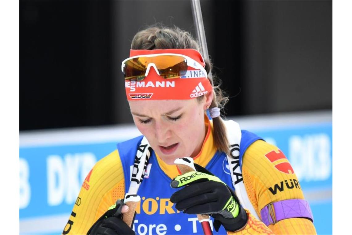 Arbeit für den „Schieß-Guru“: Biathleten mit Luft nach oben Die Damen-Staffel um Denise Herrmann wurde in Hochfilzen Vierte. Foto: Barbara Gindl/APA/dpa