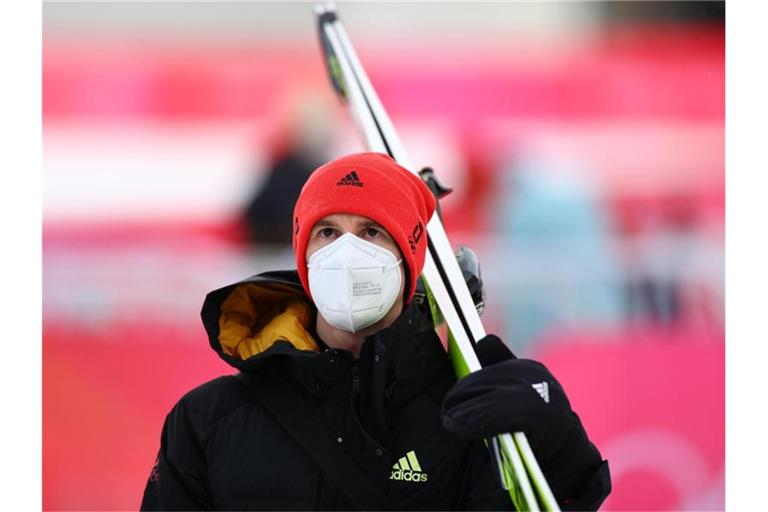 Die deutsche Mannschaft um Karl Geiger zählt beim Teamspringen in Lahti zu den Mitfavoriten. Foto: Daniel Karmann/dpa/Archiv