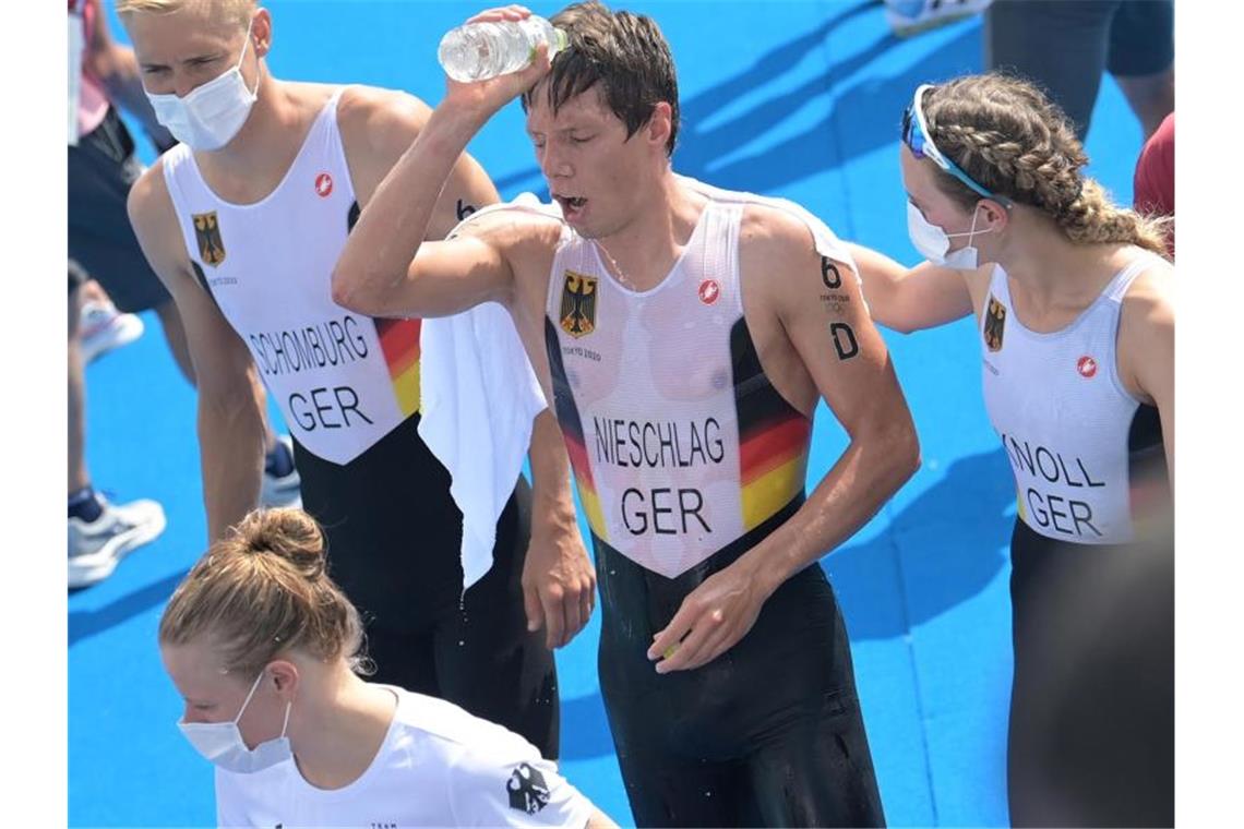 Die deutsche Mixed-Staffel kam als Sechste ins Ziel. Foto: Sebastian Gollnow/dpa