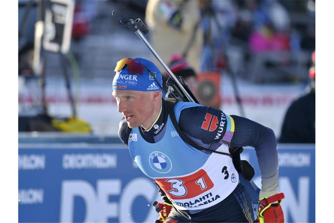 Biathlon-Männer nach Patzern am Schießstand Vierter Die deutsche Staffel um Erik Lesser landete in Kontiolahti auf Platz vier. Foto: Vesa Moilanen/Lehtikuva/dpa