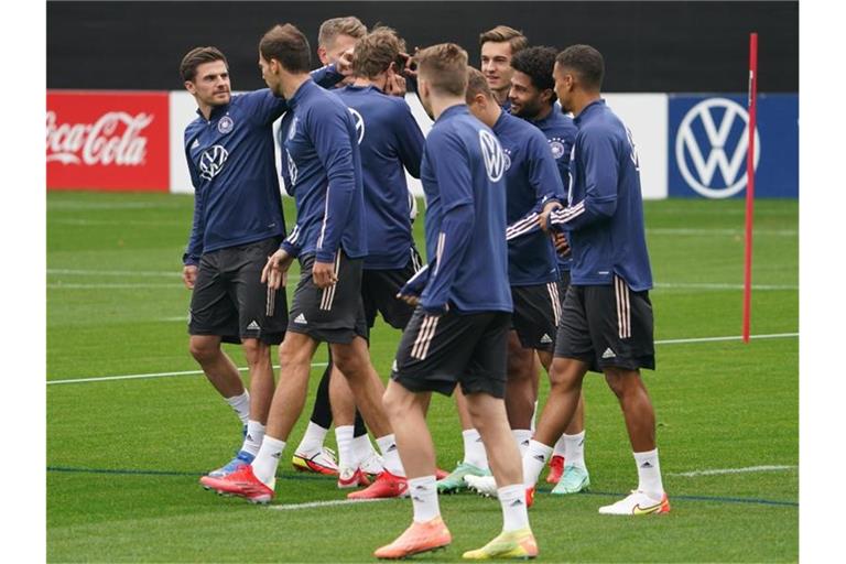Die deutschen Nationalspieler haben sich in Hamburg zum Training versammelt. Foto: Marcus Brandt/dpa