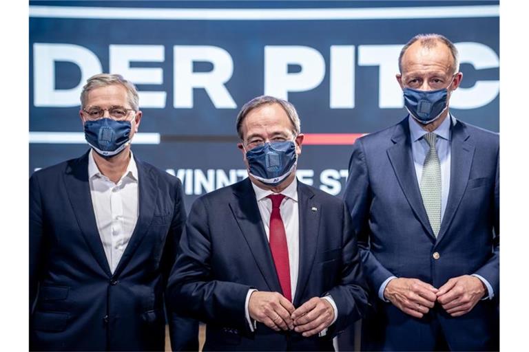 Die drei Kandidaten für den Bundesvorsitz der CDU (v.l.): Norbert Röttgen, Armin Laschet und Friedrich Merz. Foto: Michael Kappeler/dpa-pool/dpa/Archiv