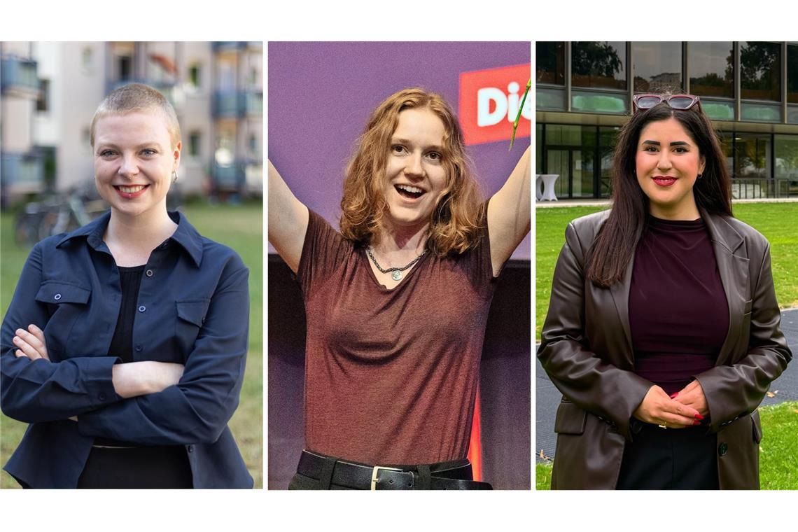 Jung, weiblich, links – das ist das Spitzentrio der Linken Die drei Spitzenkandidatinnen: Kim Sophie Bohnen, Amelie Vollmer und Mersedeh Ghazaei (v.l.).