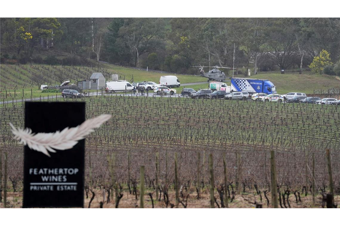 Großfahndung nach "Reichsbürger" im australischen Busch Die Einsatzleitung richtete ihre Kommandozentrale auf einem Weingut ein.