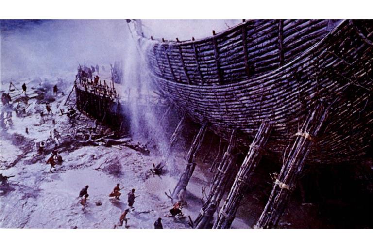 Die Flut beginnt: Szene aus dem US-Historienfilm „Die Bibel“ aus dem Jahr 1966.