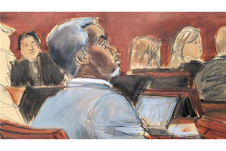 Die Gerichtszeichnung zeigt Sean "Diddy" Combs, der den Eröffnungsplädoyers am ersten Verhandlungstag vor dem Bundesgericht in Manhattan zuhört. (Archivfoto)