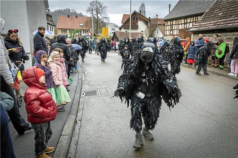 Die „Grabben“ des Carnevalsvereins Grabbenhausen ziehen am Dienstagnachmittag durch Sulzbach an der Murr. Fotos: Alexander Becher