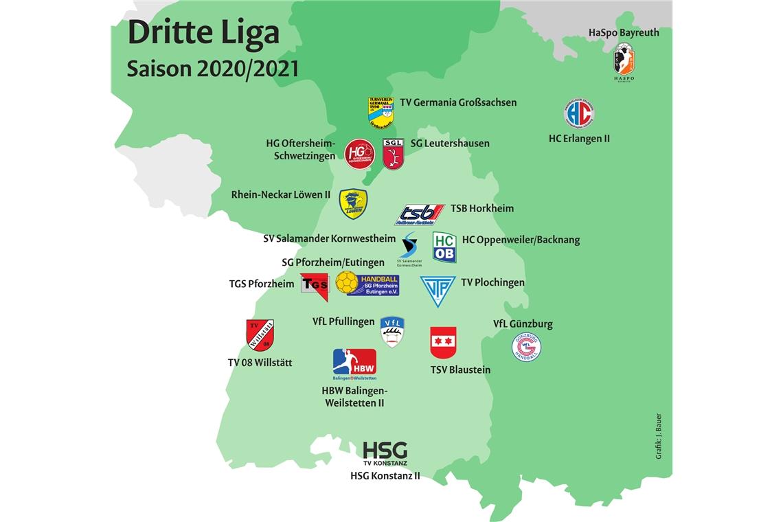 Die Handballer des HC Oppenweiler/Backnang liegen geografisch gesehen ziemlich in der Mitte der Drittliga-Staffel Süd.