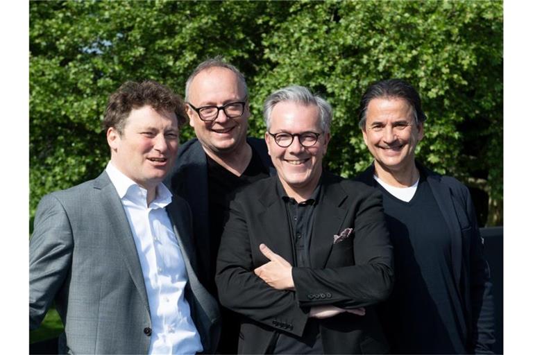 Die Intendanten der Staatstheater Stuttgart: Viktor Schoner (l-r), B.C. Kosminski, M. Hendriks und T. Detrich. Foto: Bernd Weissbrod