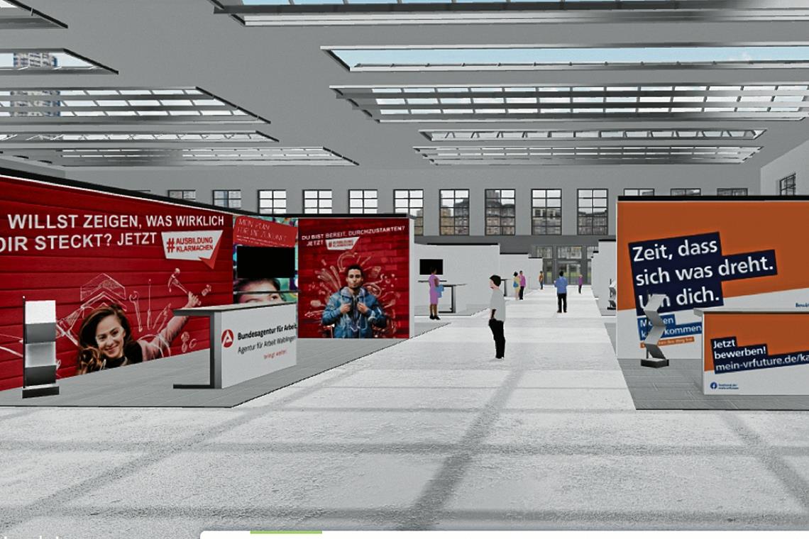 Per Mausklick durch die Online-Messe bummeln Die jungen Menschen können mit wenigen Mausklicks einen guten Überblick über die verschiedenen Angebote und die jeweiligen Berufsbilder und Studiengänge gewinnen. Foto: Arbeitsagentur Rems-Murr