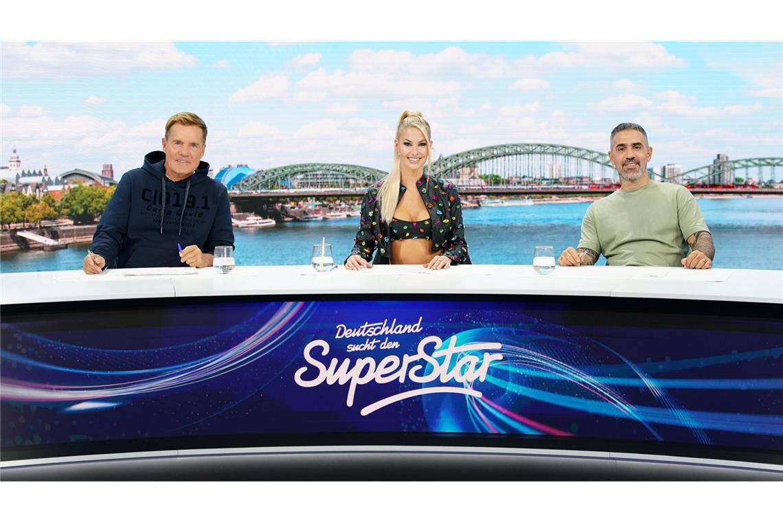 Die Jury mit Dieter Bohlen (l.), Isi Glück und Anis Ferchichi (Bushido).