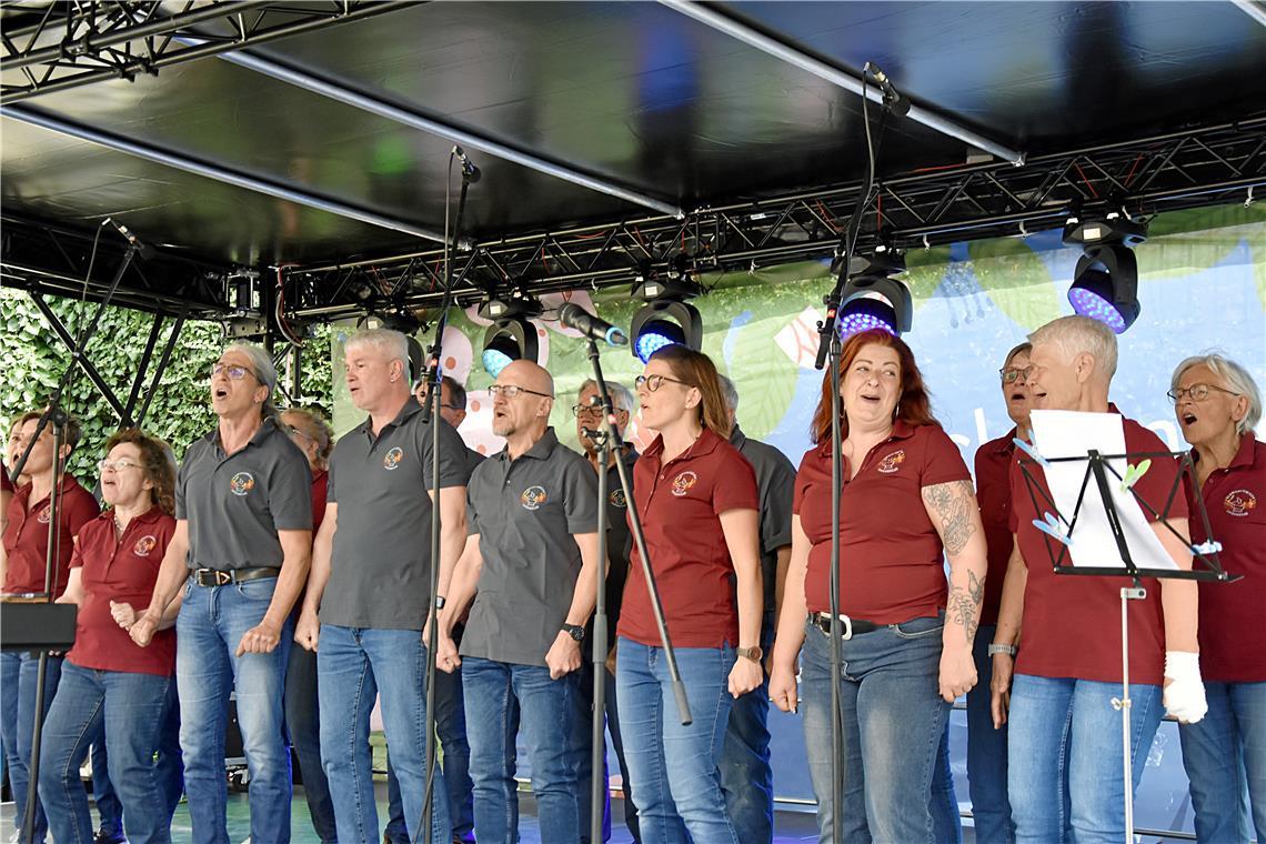 Die KlangSchmiede Pop-Chor aus Oppenweiler auf der Showbühne. Tulpenfrühling in ...