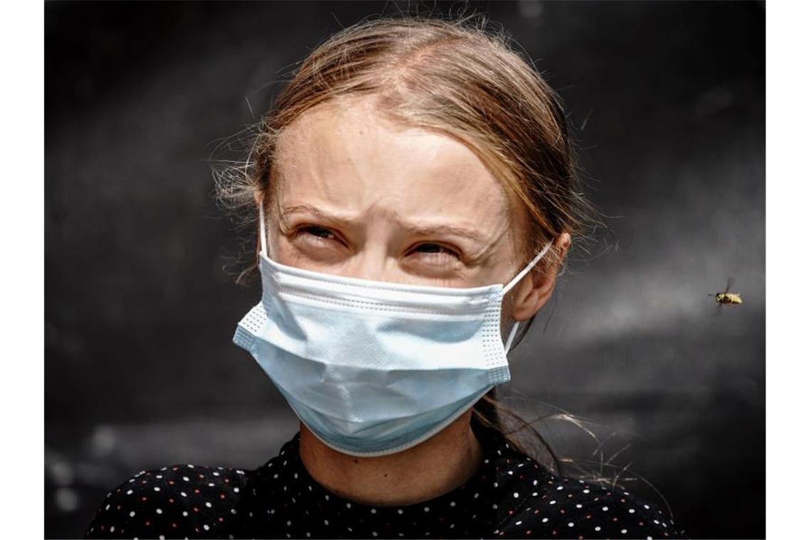 Die Klimaaktivistin Greta Thunberg während einer Pressekonferenz. Foto: Kay Nietfeld/dpa