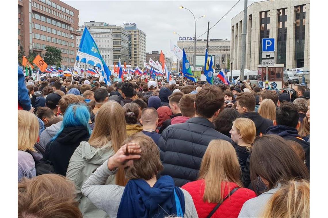 Die Kundgebung auf dem Sacharow-Prospekt in der russischen Hauptstadt am vergangenen Wochenende war die größte seit vielen Jahren. Foto: Ulf Mauder