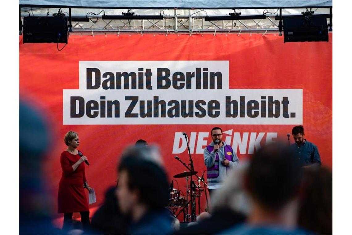 Die Linke macht Wahlkampf in Berlin. Foto: Paul Zinken/dpa