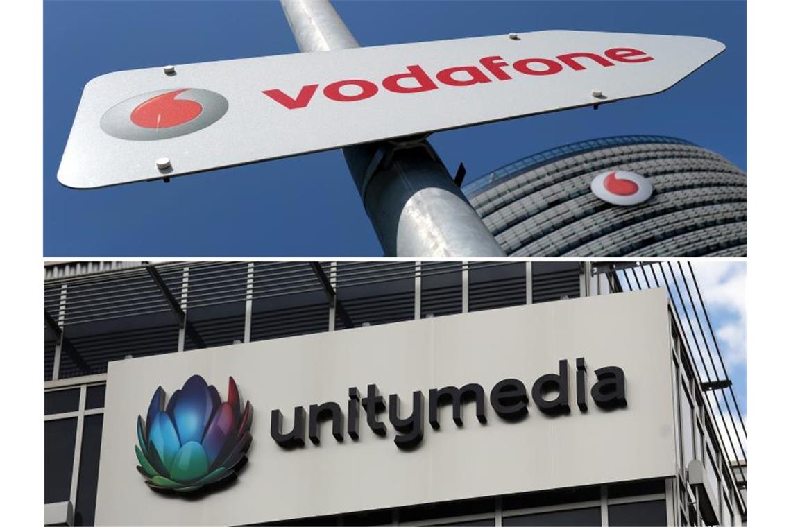 Die Logos der Unternehmen Vodafone und Unitymedia. Foto: dpa/Archiv