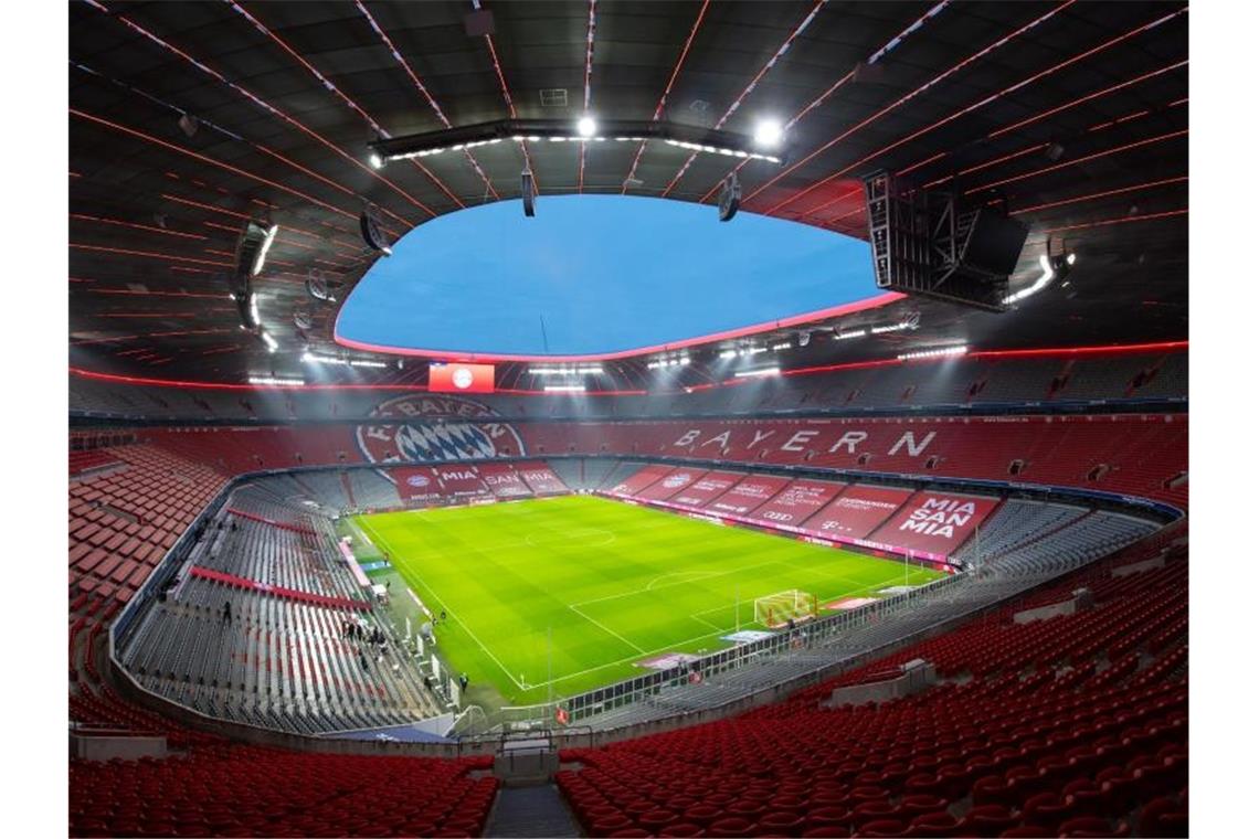 Die menschenleere Allianz Arena vor einem Spiel. Foto: Sven Hoppe/dpa