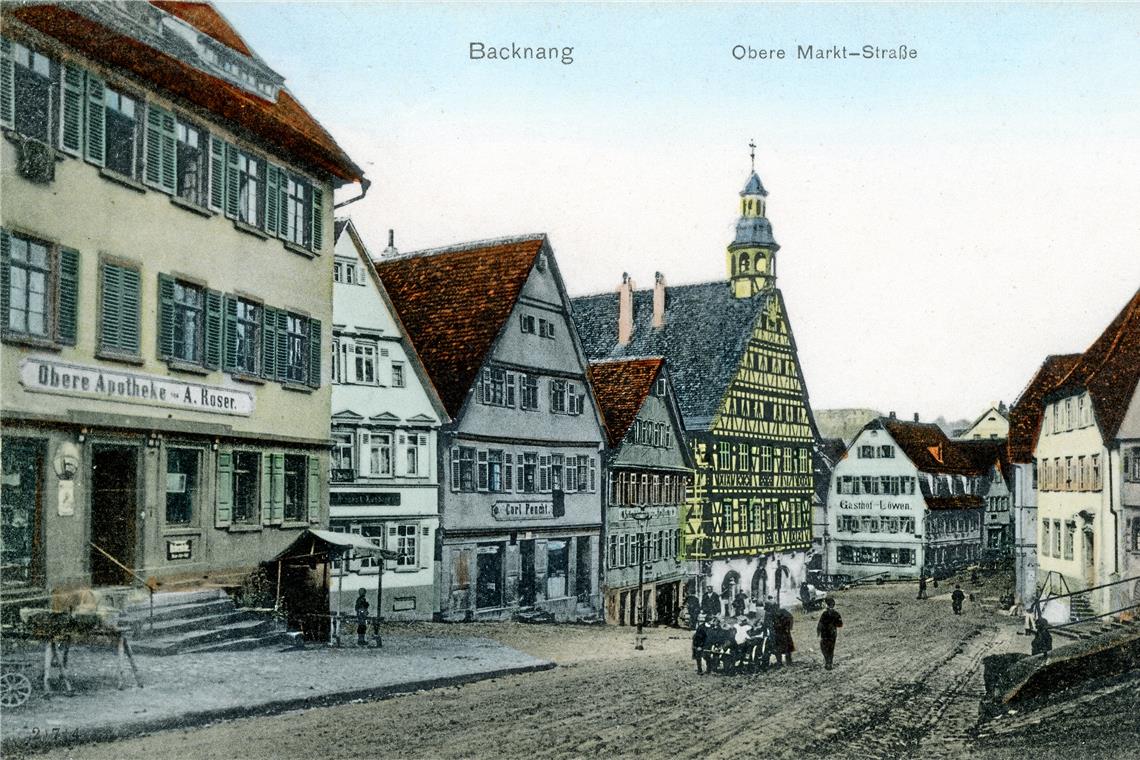 Backnangs älteste Apotheke Die Obere Apotheke war um 1900 im Besitz von Albert Roser. Repros: P. Wolf