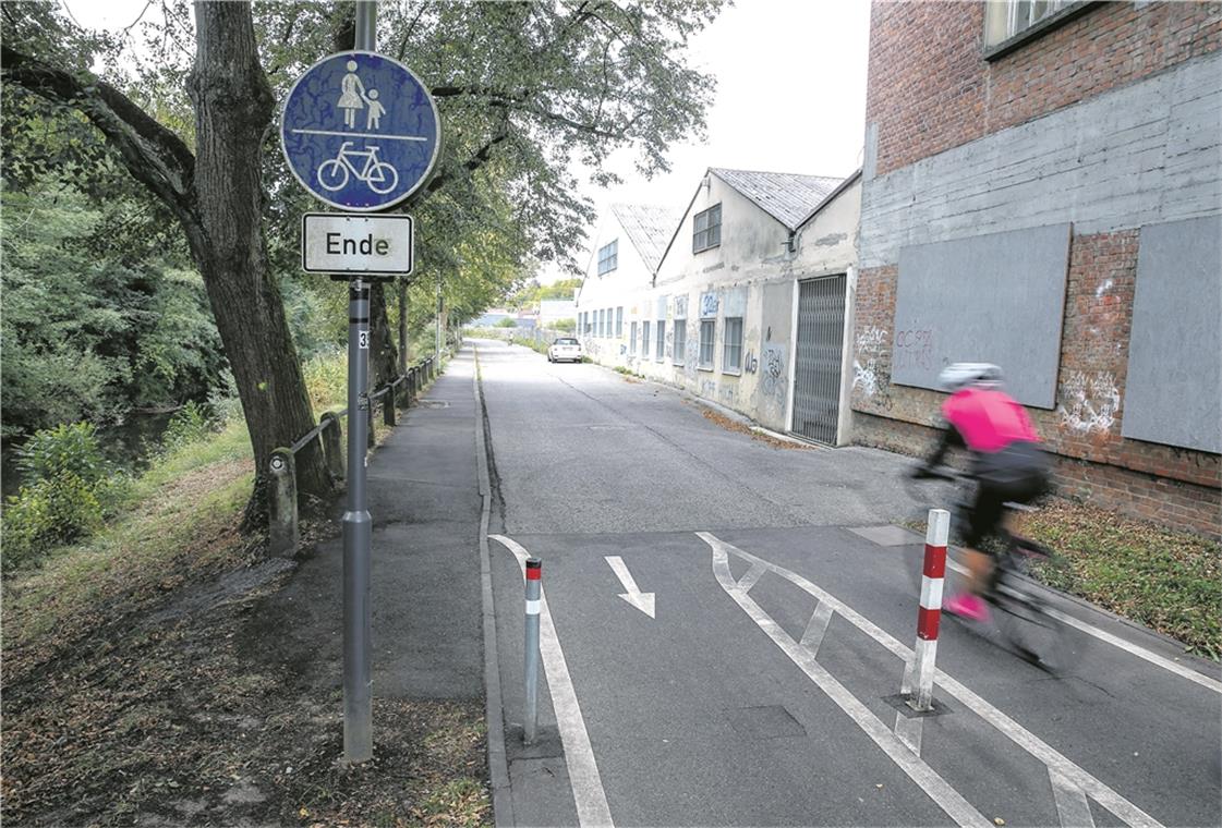 Die Obere Walke ist derzeit kein schöner Anblick. Jetzt soll die Straße zum Rad- und Fußweg und das Murrufer aufgepeppt werden. Foto: A. Becher