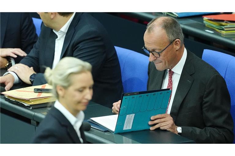Die Parteien von Alice Weidel (AfD) und Friedrich Merz (CDU) liefern sich ein Kopf-an-Kopf-Rennen.