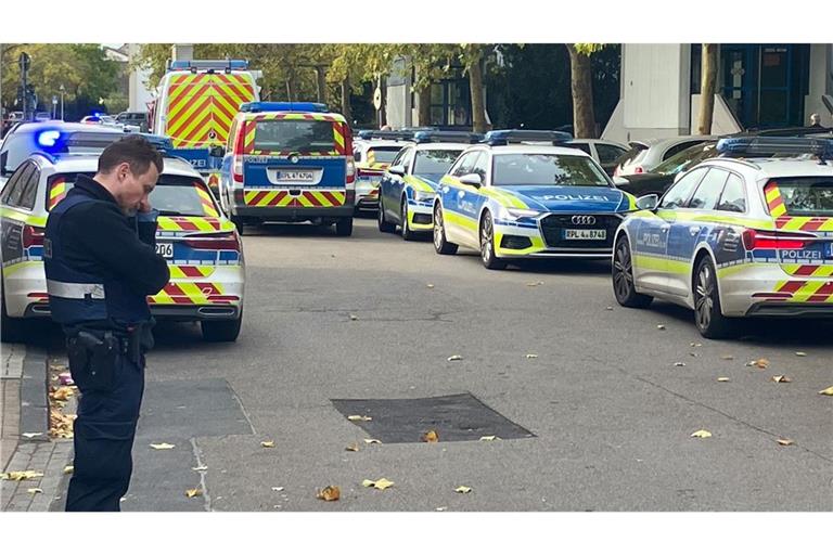 Messeralarm – Großeinsatz an Ludwigshafener Schule Die Polizei ist mit vielen Einsatzkräften vor Ort .