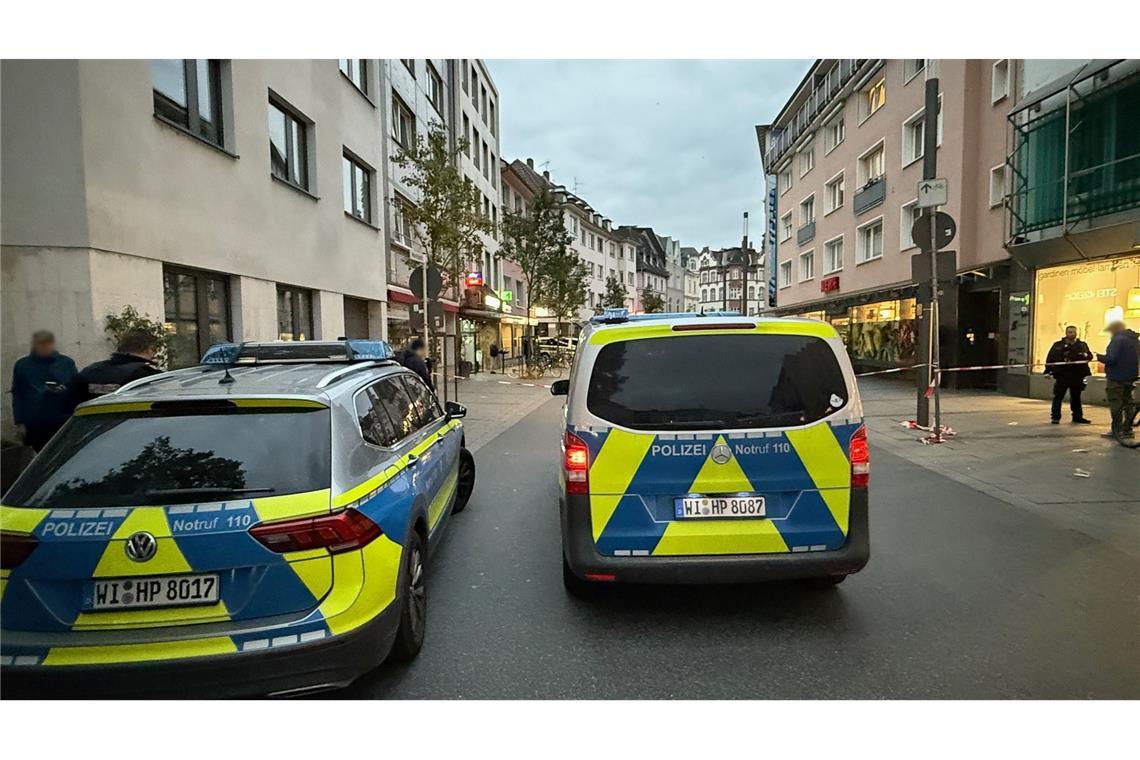 Haftbefehl nach Schüssen in Gießener Innenstadt Die Polizei war mit einem Großaufgebot vor Ort.