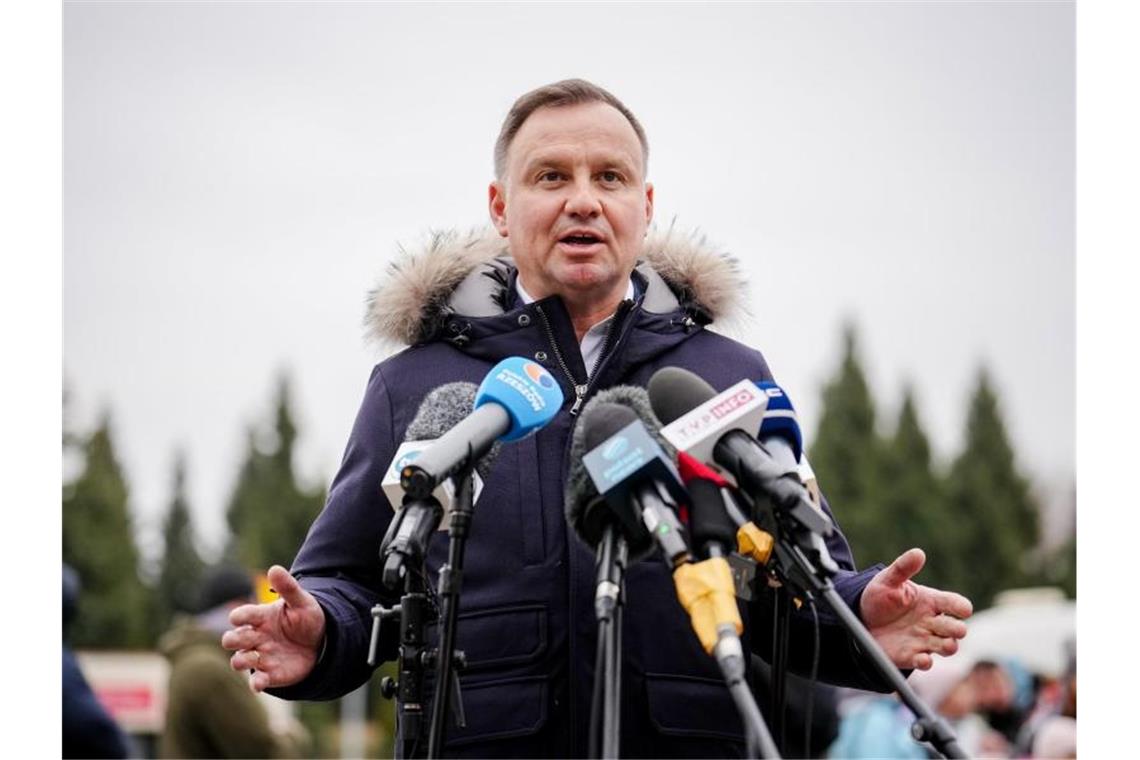 Polen: Liefern keine Kampfjets in die Ukraine Die polnische Regierung - hier im Bild Präsident Andrzej Duda - widerspricht Gerüchten über Kampfjetlieferungen in die Ukraine. Foto: Kay Nietfeld/dpa