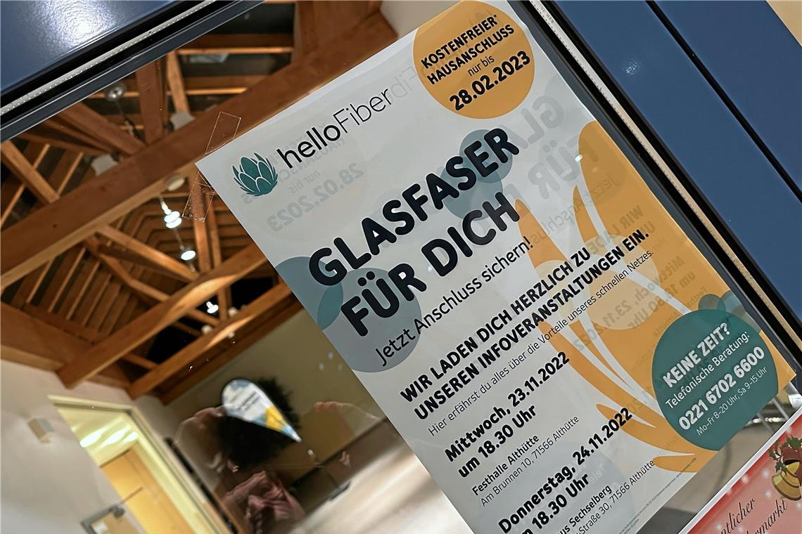 Hello-Fiber-Rückzug sorgt für Verärgerung Die Resonanz der Bevölkerung auf das Angebot von Hello Fiber war erfreulich. Viele Bürger von Althütte und Sechselberg haben zum Beispiel die Infoveranstaltungen in der Festhalle oder im Bürgerhaus besucht und waren gewillt, Kunde von Hello Fiber zu werden. Foto: privat