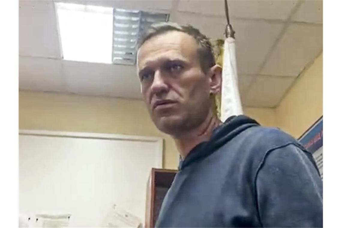 Die russische Justiz machte Alexej Nawalny direkt in einer Polizeistation einen Eilprozess. Foto: Kira Yarmysh/@Kira_Yarmysh/AP/dpa