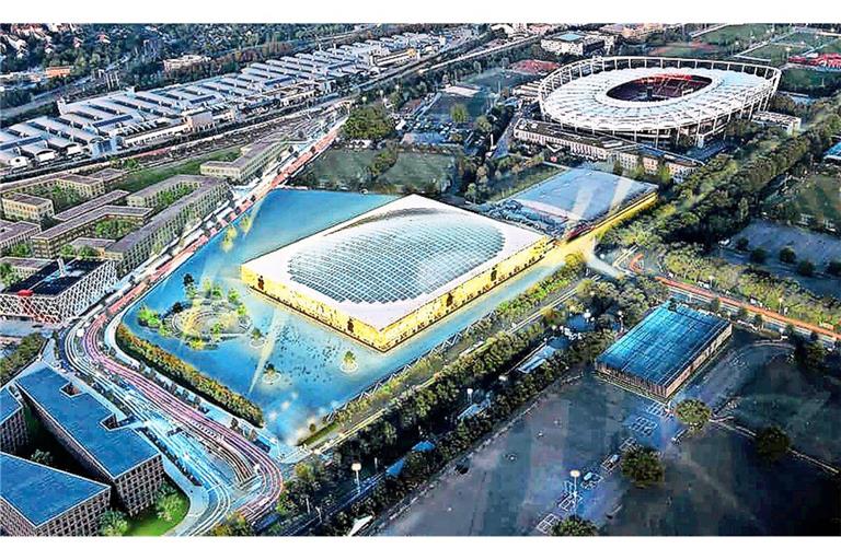 Die Schleyerhalle neben dem Stadion könnte einen Nachfolgebau bekommen.