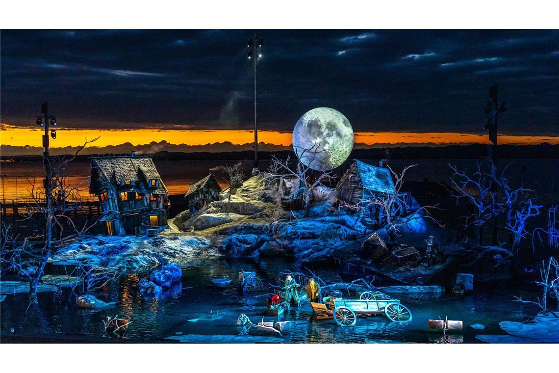 Die großen Sommerfestspiele im Überblick Die Seebühne in Bregenz mit dem Bühnenbild vom "Freischütz". (Archivbild)
