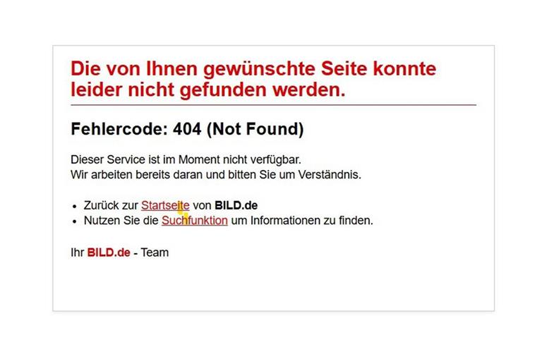 Die Seite Bild.de war am Dienstag nicht erreichbar.