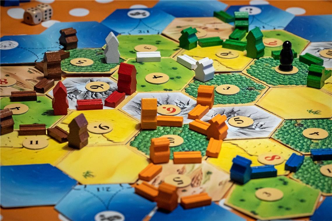 Zum Spielen kommt die Familie zusammen „Die Siedler von Catan“ ist nicht nur in der Familie Friedrich/Straub beliebt – auch in der Stadtbücherei gehört das Spiel zu den Ausleihhits.Fotos: A. Becher