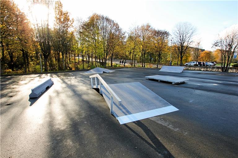 Die Skateranlage im Wendebachtal in Nordrhein-Westfalen ist Vorbild für Backnang. Die Hindernisse können auch an einen anderen Standort versetzt werden. Foto: A. Kern/DSGN