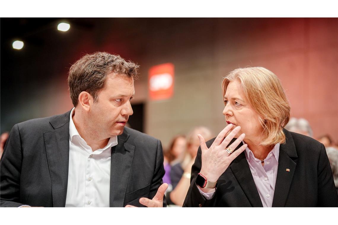 Merz will fünf Milliarden beim Bürgergeld sparen Die SPD pocht in der Koalition auf dem Erhalt sozialer Standards - hier die Parteichefs Bärbel Bas und Lars Klingbeil (Foto: Archiv).