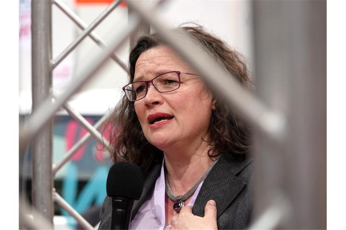 Nahles stellt sich Neuwahl als Fraktionschefin Die SPD-Vorsitzende Andrea Nahles will sich als Fraktionschefin zur Wahl stellen. Foto: Johannes Neudecker