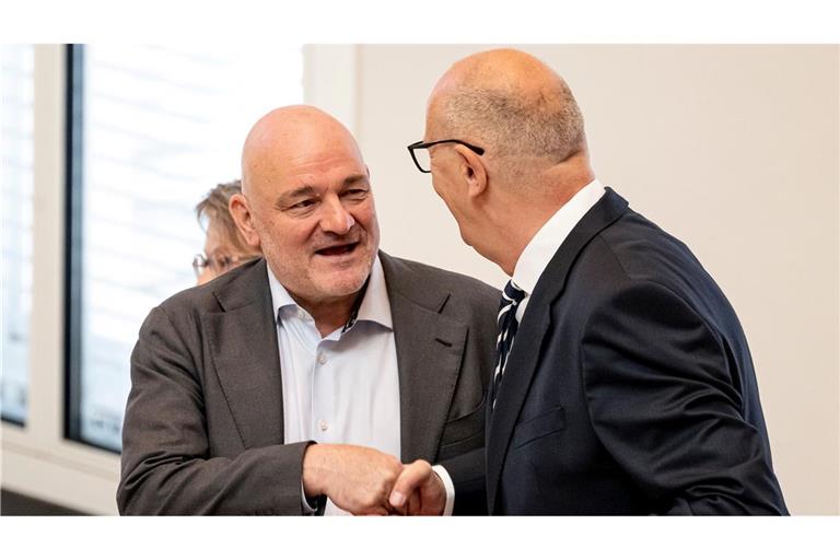 Die SPD/BSW-Koalition mit Ministerpräsident Dietmar Woidke (SPD) und Vize-Regierungschef Robert Crumbach (BSW) berät über zwei in der BSW-Fraktion umstrittene Medienstaatsverträge (Archivbild).