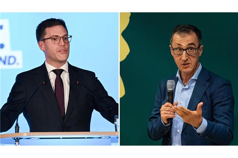 Die Spitzenkandidaten von CDU und Grünen, Manuel Hagel (li.) und Cem Özdemir, wollen beide  Ministerpräsident werden.