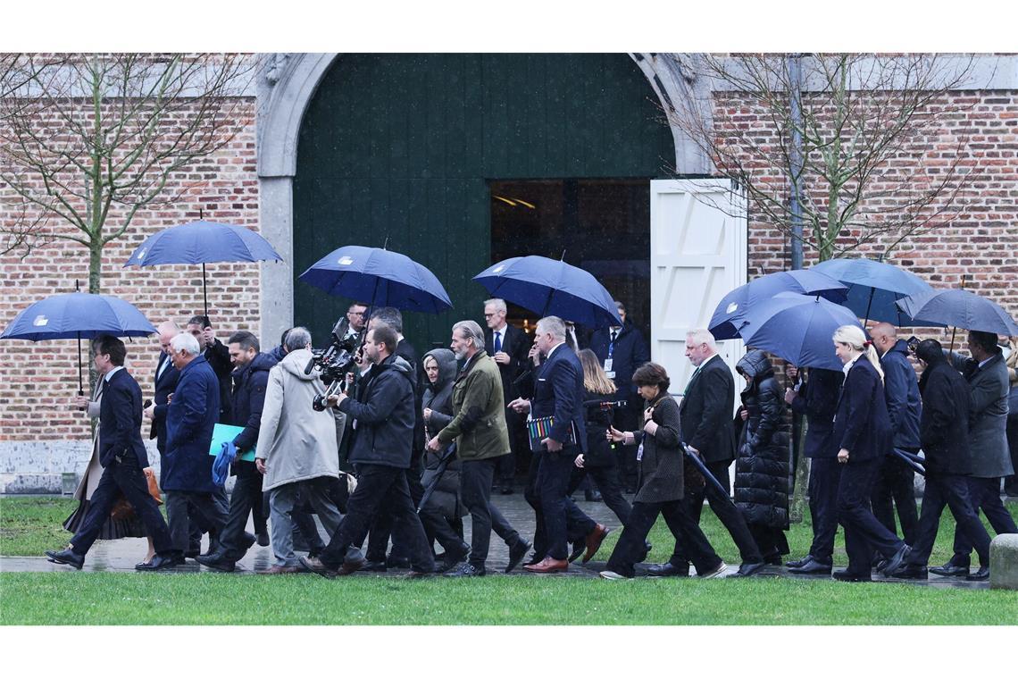 Die Spitzenpolitiker treffen sich auf einem Wasserschloss im flämischen Teil Belgiens.