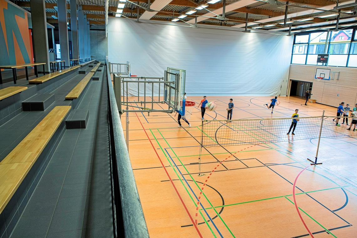 Die Sporthalle Katharinenplaisir ist seit zehn Jahren in Betrieb und noch gut in Schuss. Die neue Sporthalle auf der Maubacher Höhe soll genauso robust gebaut werden. Foto: A. Becher