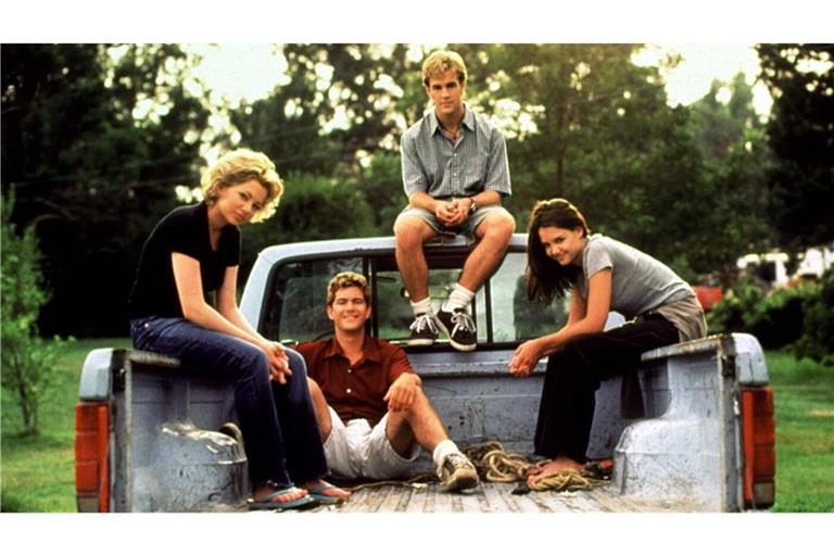 Die Stars der 1990er-Kultserie „Dawson’s Creek“: James Van Der Beek (Mitte), Michelle Williams (links), Joshua Jackson und Katie Holmes.