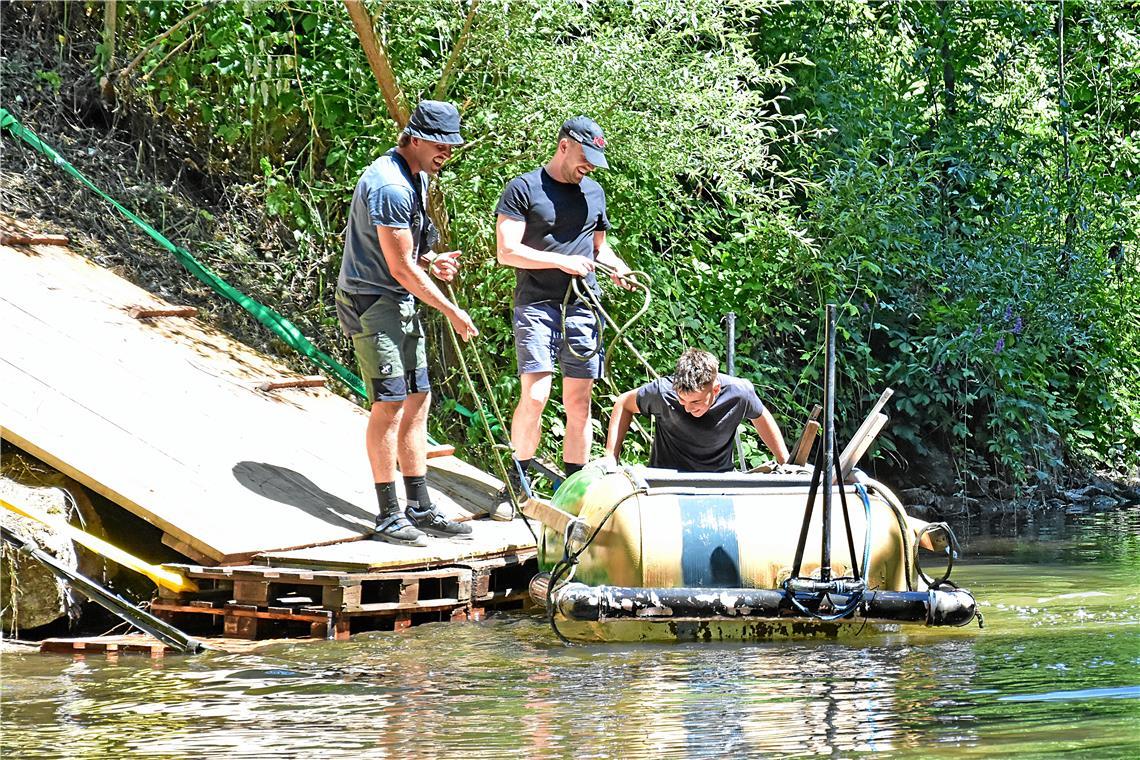 Die Startrampe am Freibad. 39. Murr-Regatta in Backnang veranstaltet vom JUZE. S...