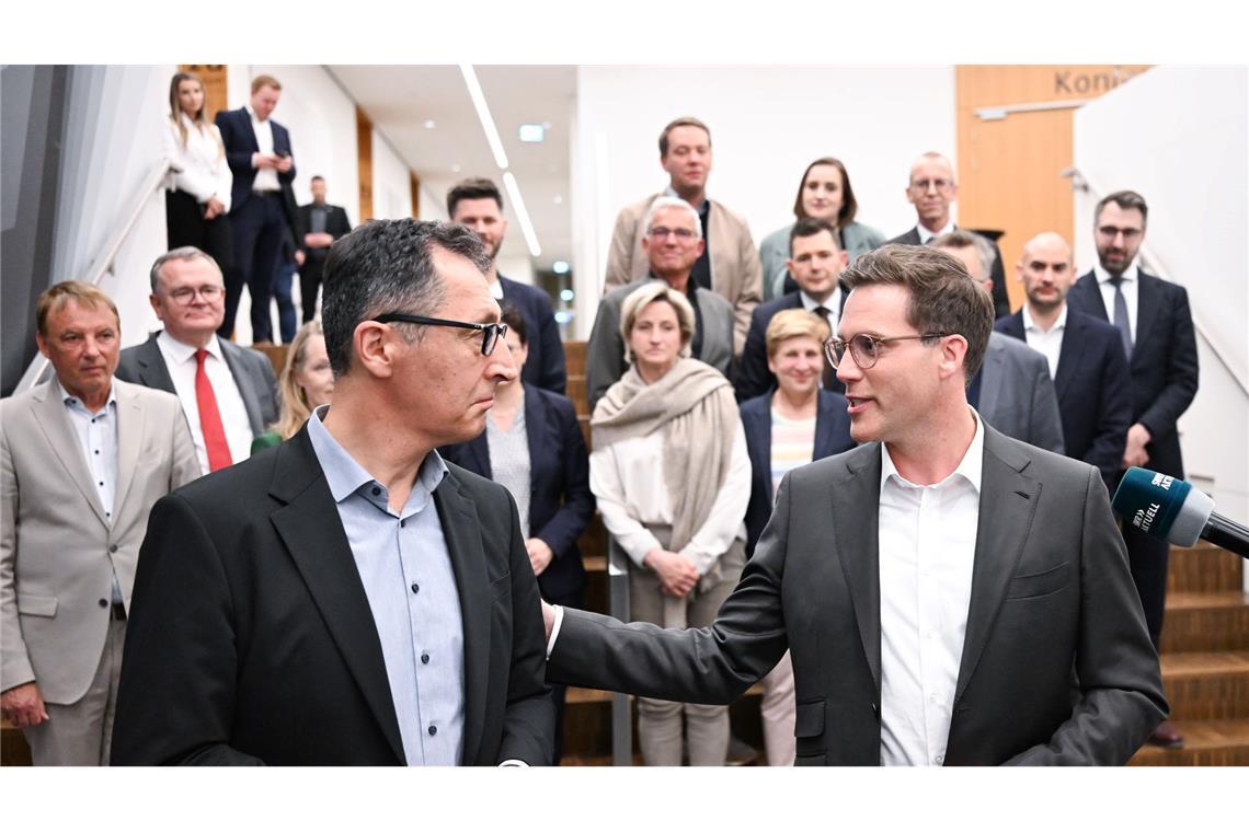 Die Stimmung zwischen Cem Özdemir und Manuel Hagel hat sich seit dem Wahlabend deutlich gebessert.